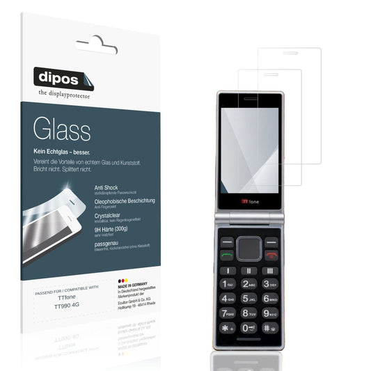 Klare Displayschutzfolie von dipos passend für TTfone TT990 4G, 9H kratzfest und blasenfrei montiert