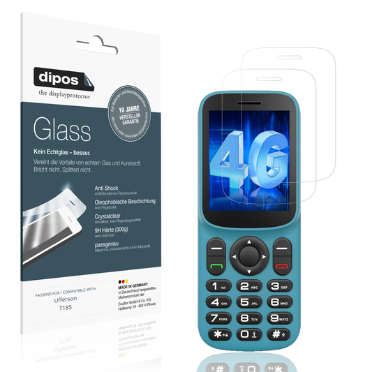 Klare Displayschutzfolie von dipos passend für Ufferson T185, 9H kratzfest und blasenfrei montiert