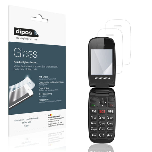 Klare Displayschutzfolie von dipos passend für Ufferson T341, 9H kratzfest und blasenfrei montiert