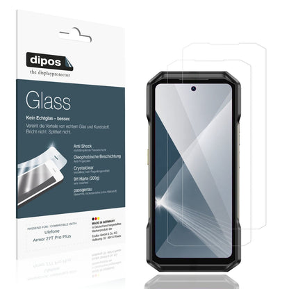 Klare Displayschutzfolie von dipos passend für Ulefone Armor 27T Pro Plus, 9H kratzfest und blasenfrei montiert