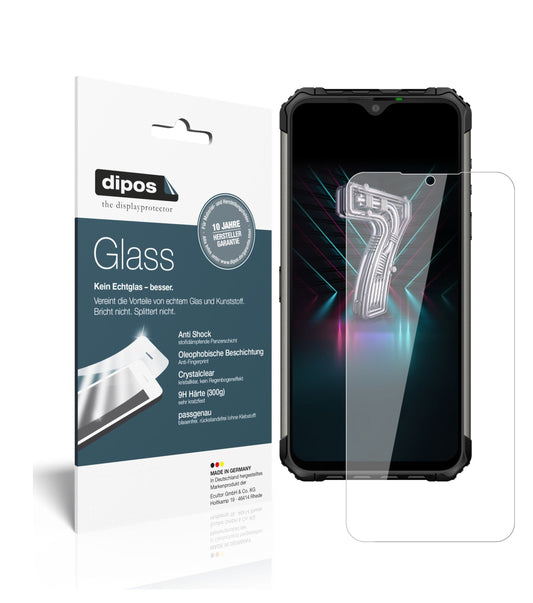 Klare Displayschutzfolie von dipos passend für Ulefone Armor 7, 9H kratzfest und blasenfrei montiert