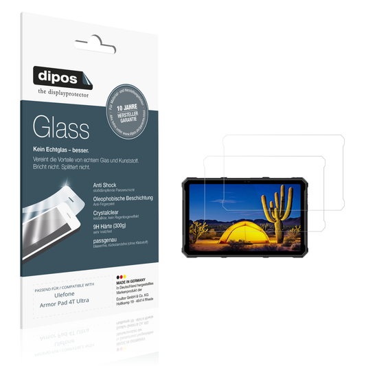 Klare Displayschutzfolie von dipos passend für Ulefone Armor Pad 4T Ultra, 9H kratzfest und blasenfrei montiert