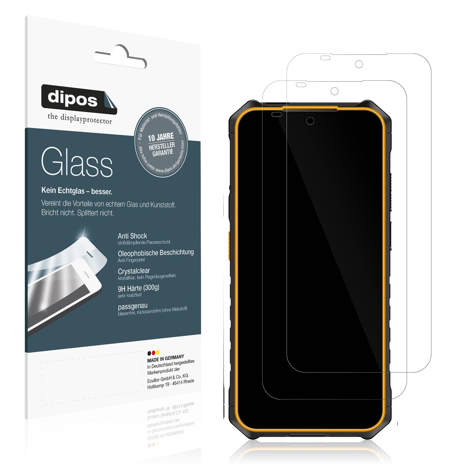 Klare Displayschutzfolie von dipos passend für Ulefone Armor X13 Outdoor, 9H kratzfest und blasenfrei montiert