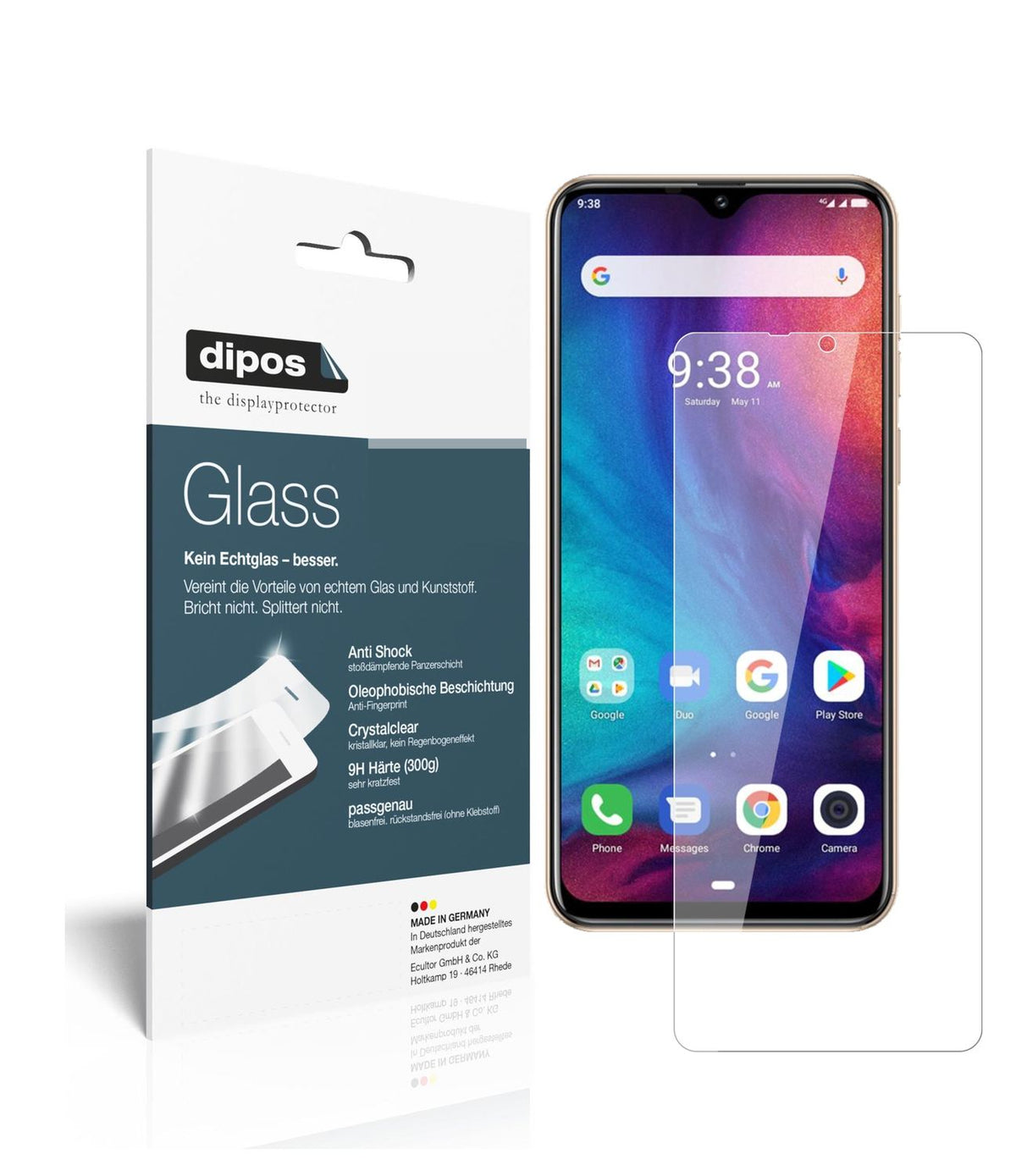 Klare Displayschutzfolie von dipos passend für Ulefone Note 7P, 9H kratzfest und blasenfrei montiert
