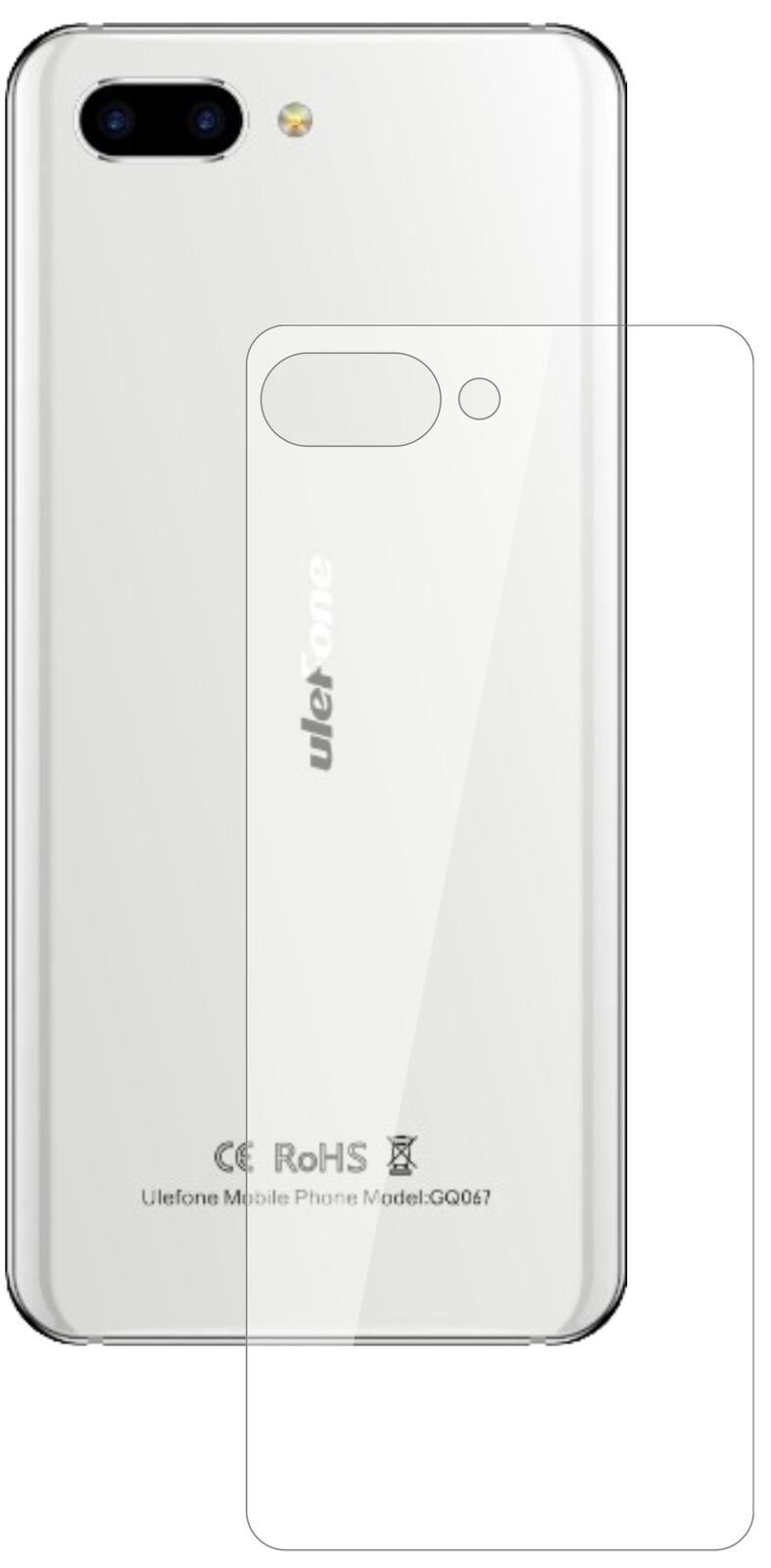 Klare Displayschutzfolie von dipos passend für Ulefone T2 Pro Rückseite, 9H kratzfest und blasenfrei montiert