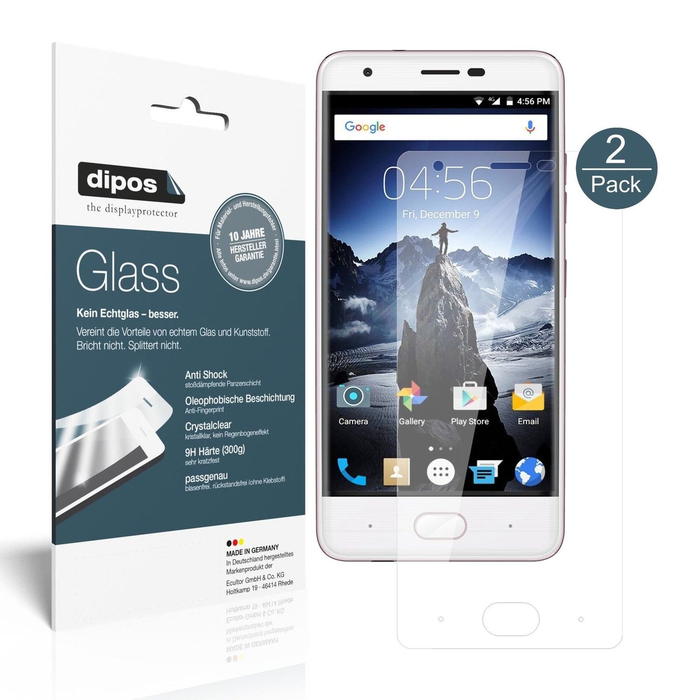 Klare Displayschutzfolie von dipos passend für Ulefone U008 Pro, 9H kratzfest und blasenfrei montiert