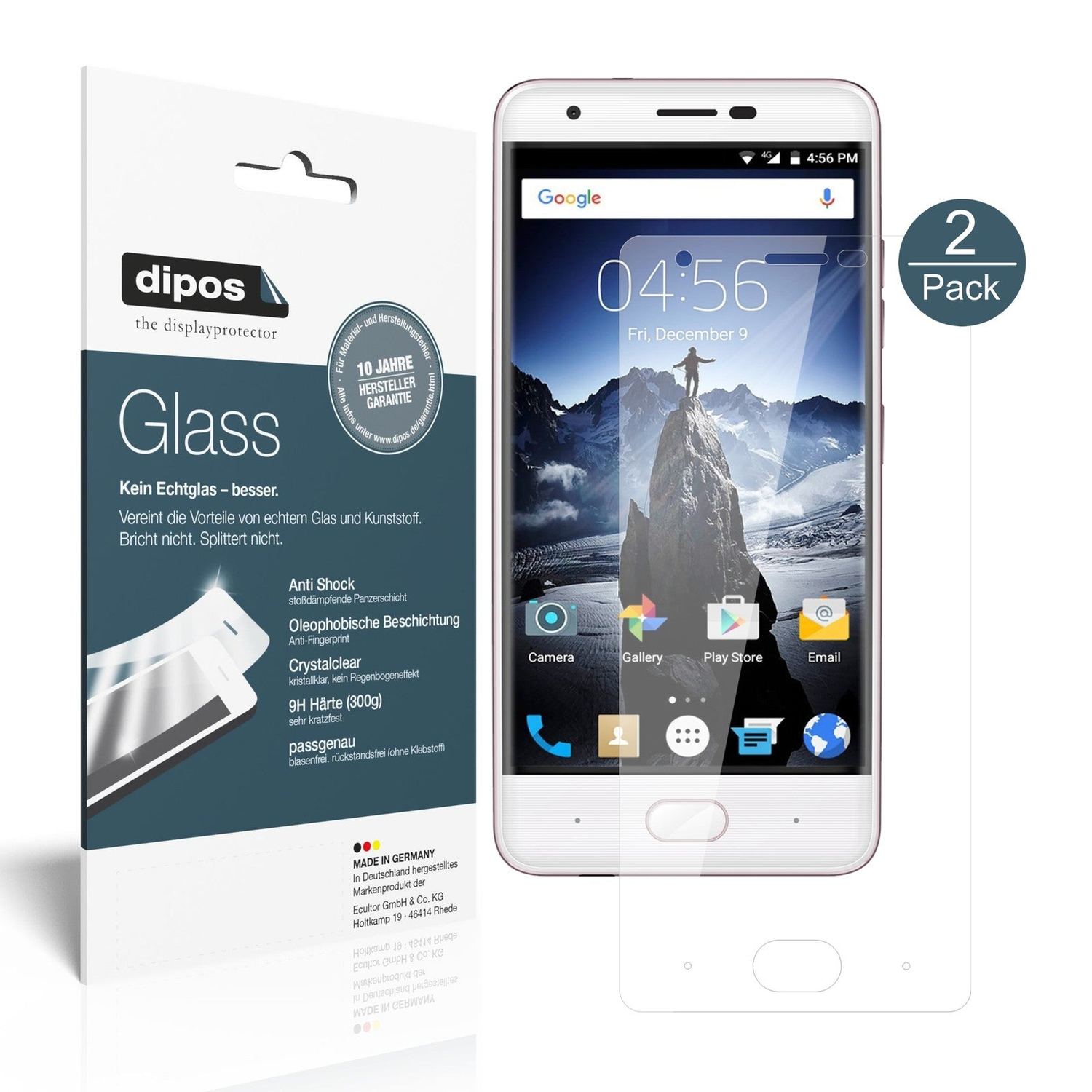 Klare Displayschutzfolie von dipos passend für Ulefone U008 Pro, 9H kratzfest und blasenfrei montiert