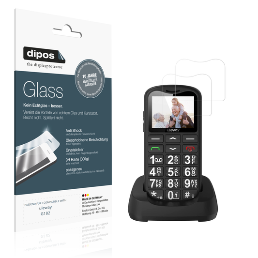 Klare Displayschutzfolie von dipos passend für uleway G182, 9H kratzfest und blasenfrei montiert