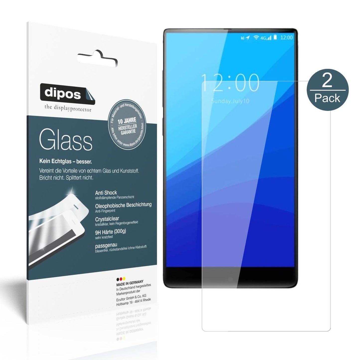 Klare Displayschutzfolie von dipos passend für Umidigi Crystal, 9H kratzfest und blasenfrei montiert