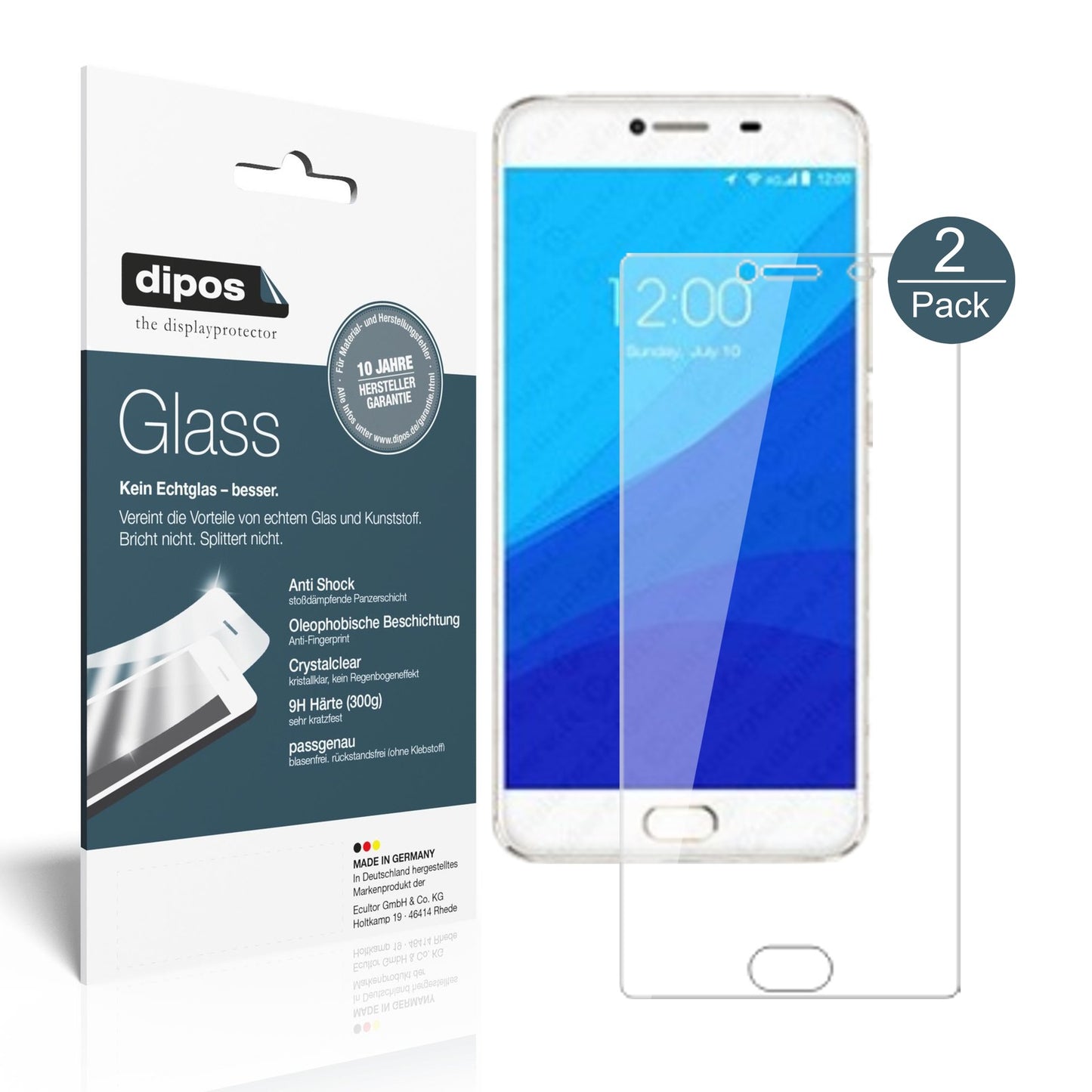 Klare Displayschutzfolie von dipos passend für Umidigi Z Pro, 9H kratzfest und blasenfrei montiert