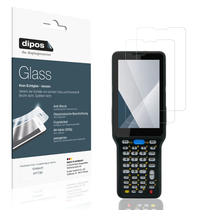 Klare Displayschutzfolie von dipos passend für Unitech HT730, 9H kratzfest und blasenfrei montiert