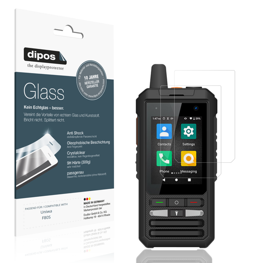 Klare Displayschutzfolie von dipos passend für Uniwa F80S, 9H kratzfest und blasenfrei montiert