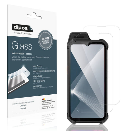 Klare Displayschutzfolie von dipos passend für UNIWA W888, 9H kratzfest und blasenfrei montiert