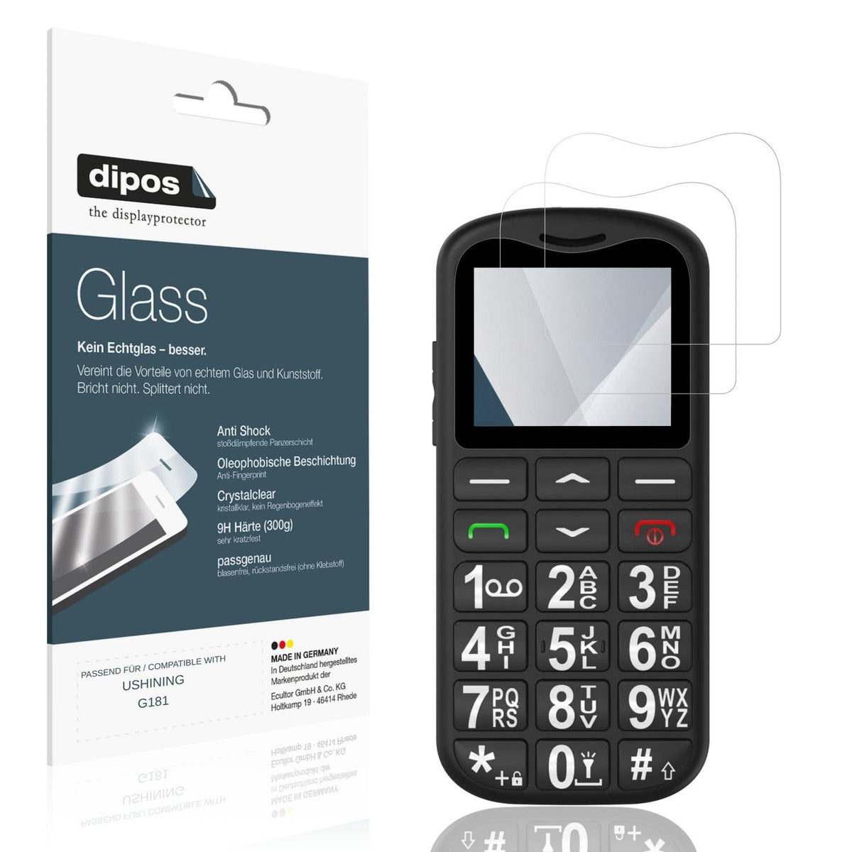 Klare Displayschutzfolie von dipos passend für USHINING G181, 9H kratzfest und blasenfrei montiert