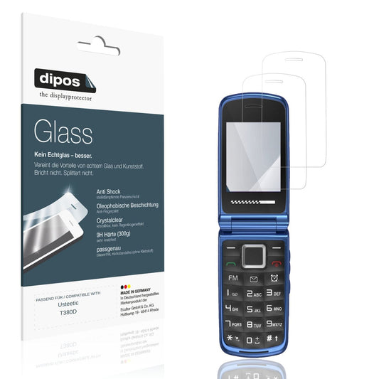 Klare Displayschutzfolie von dipos passend für Usteetic T380D, 9H kratzfest und blasenfrei montiert
