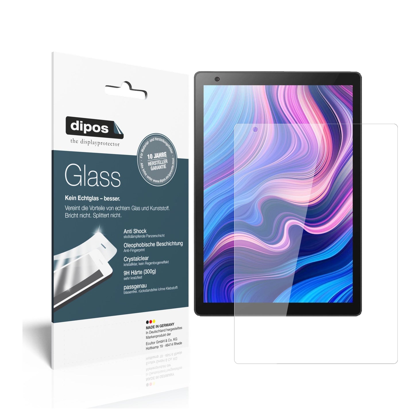 Klare Displayschutzfolie von dipos passend für Vankyo MatrixPad Z10 10.1 Zoll, 9H kratzfest und blasenfrei montiert