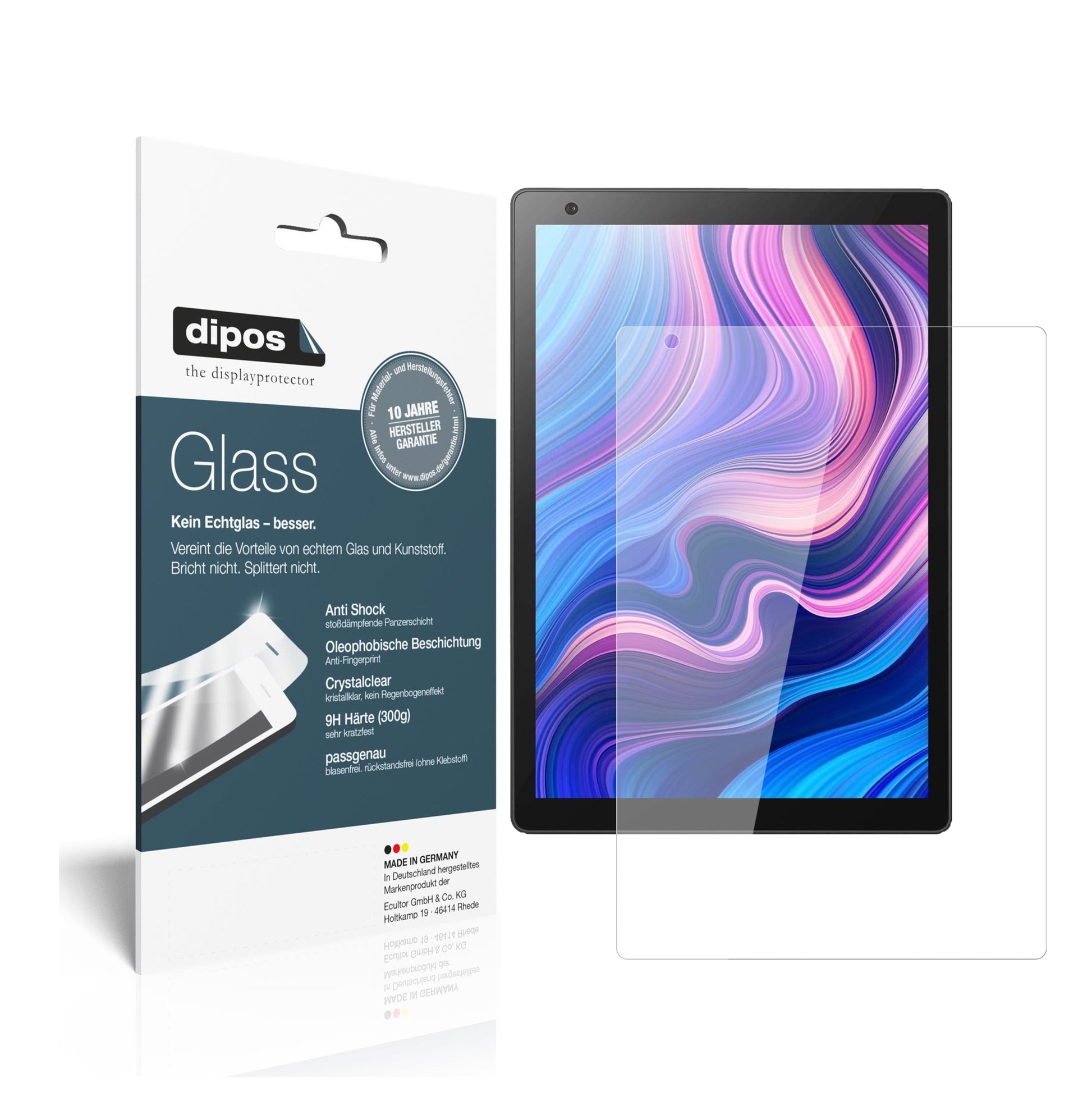 Klare Displayschutzfolie von dipos passend für Vankyo MatrixPad Z10 10.1 Zoll, 9H kratzfest und blasenfrei montiert