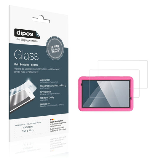 Klare Displayschutzfolie von dipos passend für VASOUN Tab 8 Plus, 9H kratzfest und blasenfrei montiert