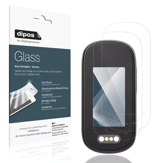 Klare Displayschutzfolie von dipos passend für VeftBltrem 4K Action Kamera Mini Bodycam, 9H kratzfest und blasenfrei montiert