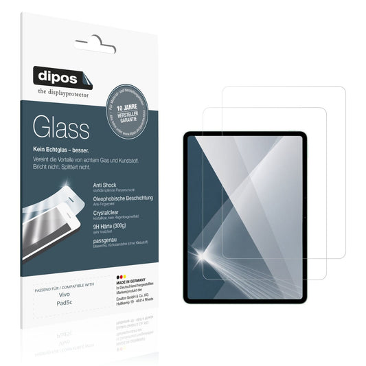 Klare Displayschutzfolie von dipos passend für Vivo Pad5c, 9H kratzfest und blasenfrei montiert