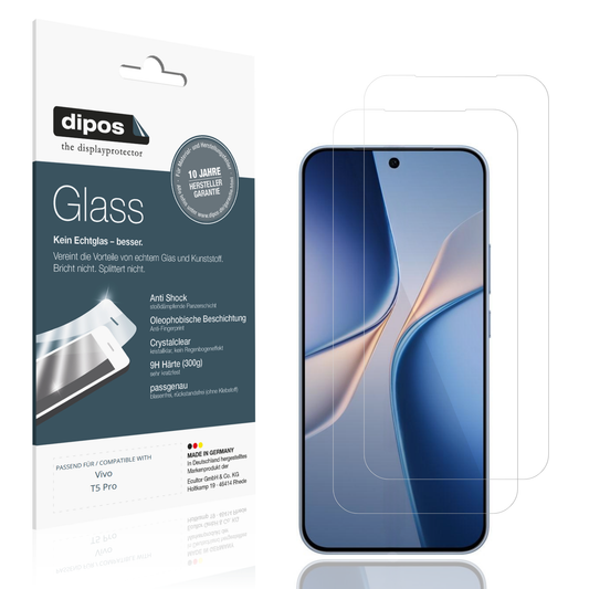 Klare Displayschutzfolie von dipos passend für Vivo T5 Pro, 9H kratzfest und blasenfrei montiert