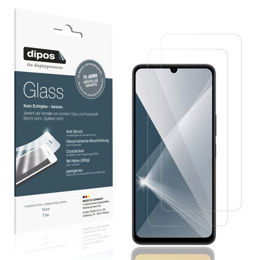 Klare Displayschutzfolie von dipos passend für Vivo T5e, 9H kratzfest und blasenfrei montiert