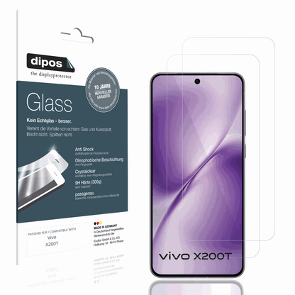 Klare Displayschutzfolie von dipos passend f�r Vivo X200T, 9H kratzfest und blasenfrei montiert