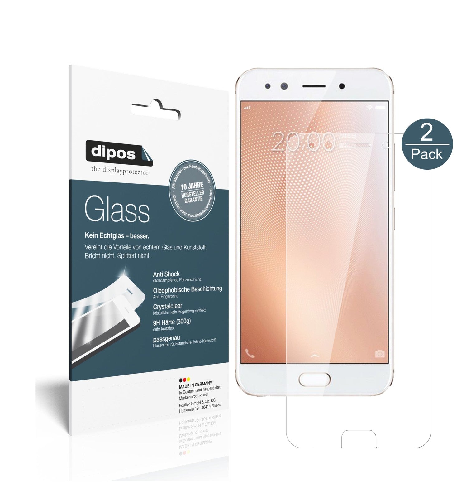 Klare Displayschutzfolie von dipos passend für Vivo X9s, 9H kratzfest und blasenfrei montiert