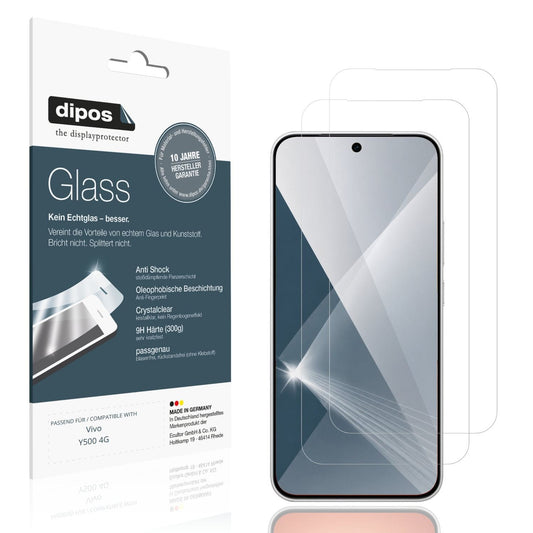 Klare Displayschutzfolie von dipos passend für Vivo Y500 4G, 9H kratzfest und blasenfrei montiert