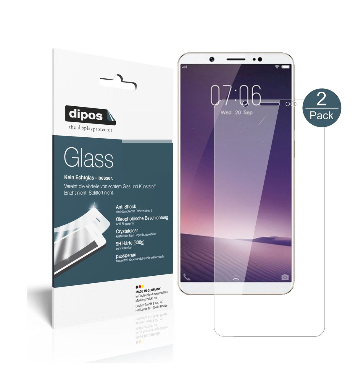 Klare Displayschutzfolie von dipos passend für Vivo Z10, 9H kratzfest und blasenfrei montiert