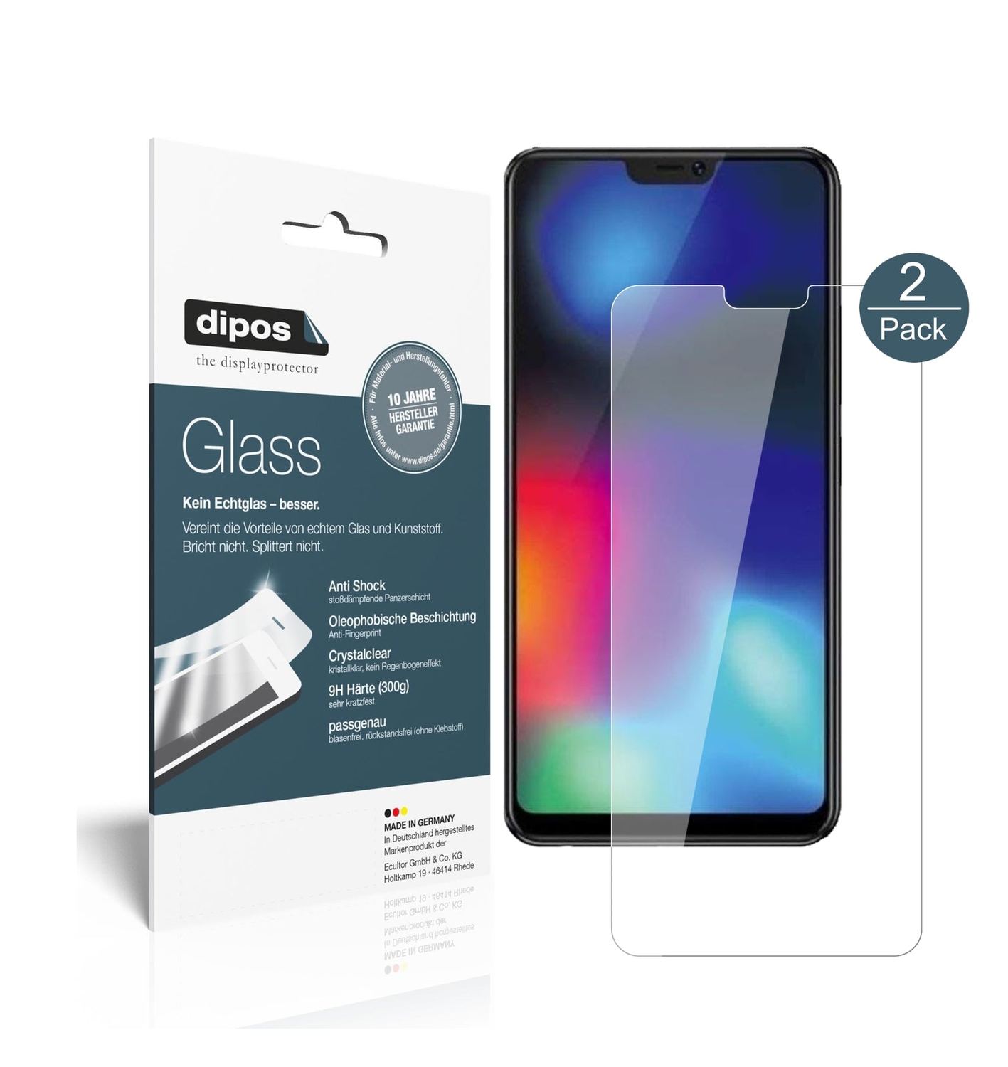 Klare Displayschutzfolie von dipos passend für Vivo Z1i, 9H kratzfest und blasenfrei montiert
