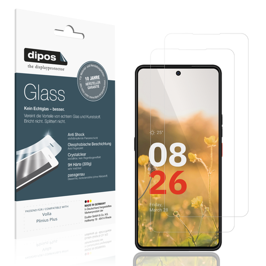 Klare Displayschutzfolie von dipos passend für Volla Plinius Plus, 9H kratzfest und blasenfrei montiert