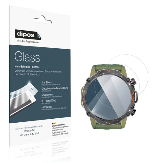 Klare Displayschutzfolie von dipos passend für WalkerFit M6 Ultra 1.43 Zoll, 9H kratzfest und blasenfrei montiert
