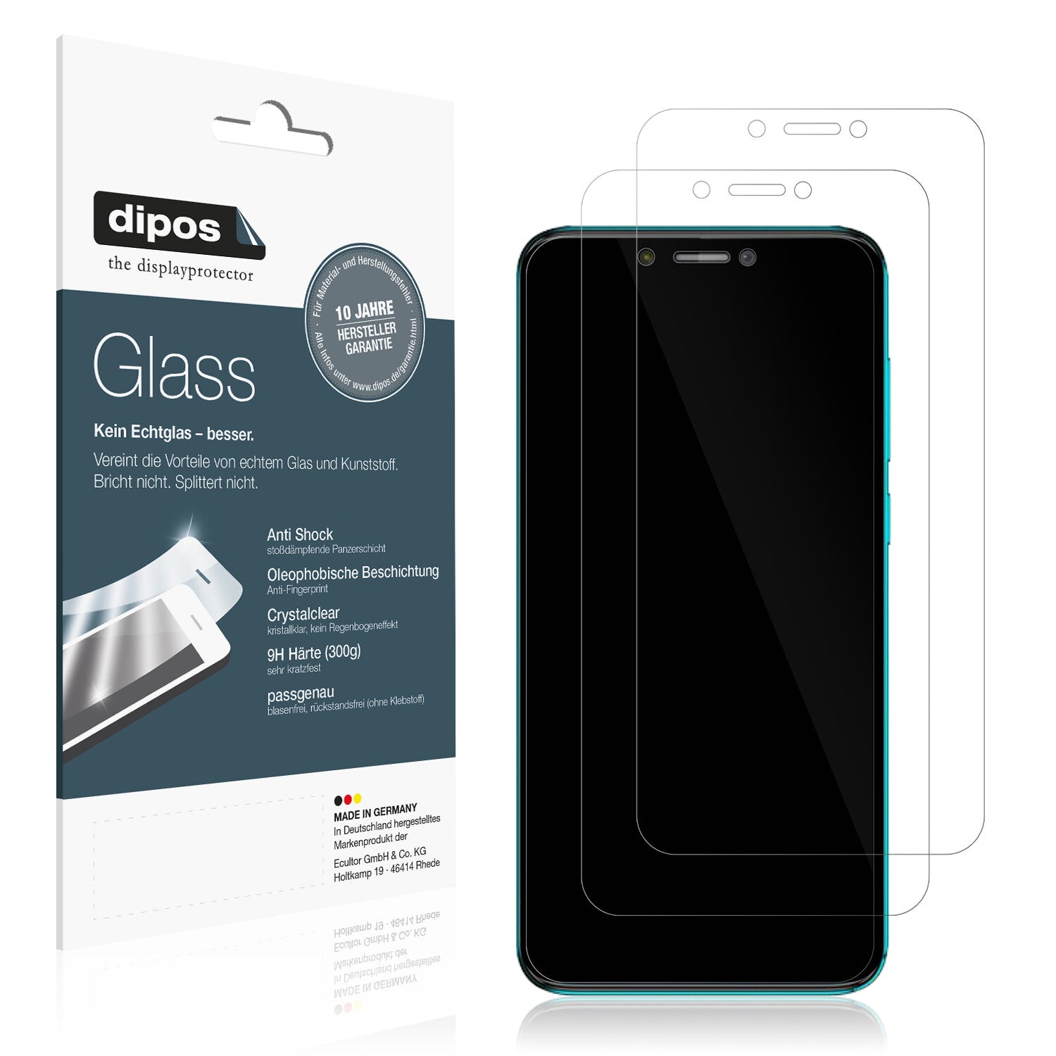 Klare Displayschutzfolie von dipos passend für Walton Primo EF10, 9H kratzfest und blasenfrei montiert