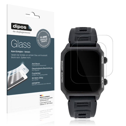 Klare Displayschutzfolie von dipos passend für Watchmark Kardiowatch FOCUS, 9H kratzfest und blasenfrei montiert