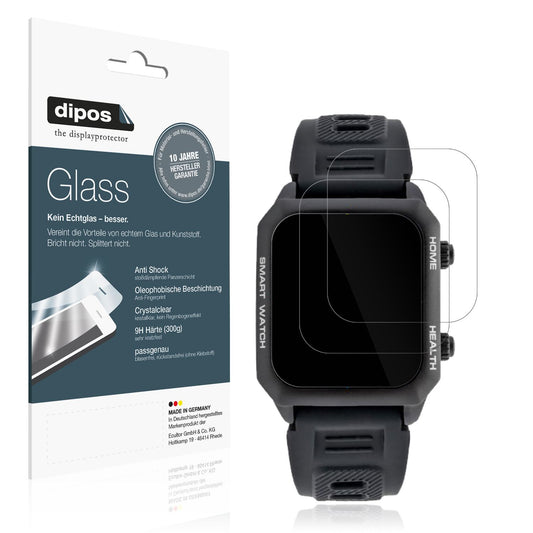 Klare Displayschutzfolie von dipos passend für Watchmark Kardiowatch FOCUS, 9H kratzfest und blasenfrei montiert