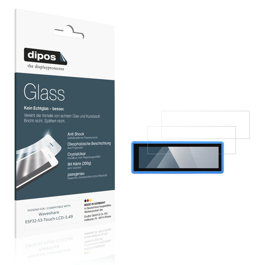 Klare Displayschutzfolie von dipos passend für Waveshare ESP32-S3-Touch-LCD-3.49, 9H kratzfest und blasenfrei montiert