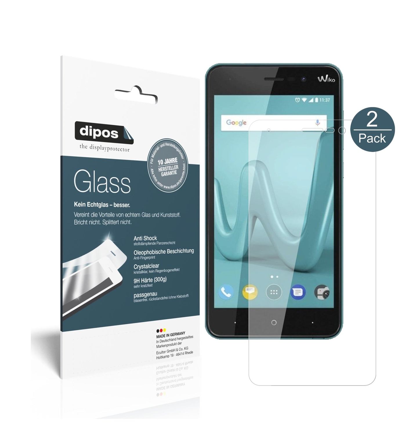 Klare Displayschutzfolie von dipos passend für Wiko Lenny 4 Plus, 9H kratzfest und blasenfrei montiert