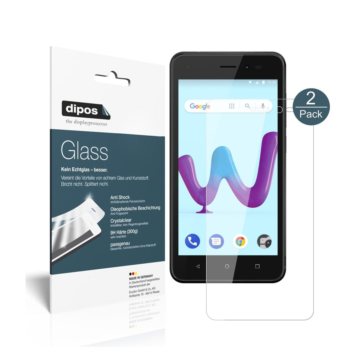 Klare Displayschutzfolie von dipos passend für Wiko Sunny 3, 9H kratzfest und blasenfrei montiert