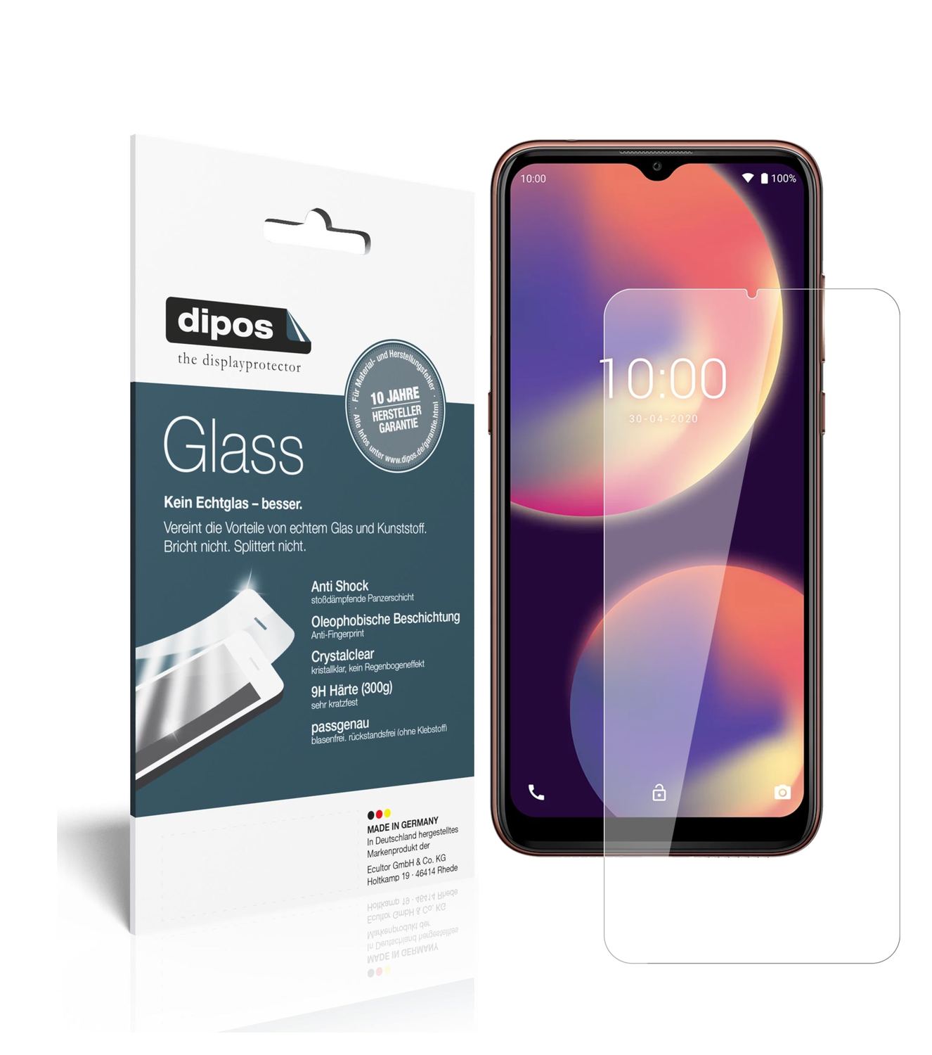 Klare Displayschutzfolie von dipos passend für Wiko View 4, 9H kratzfest und blasenfrei montiert