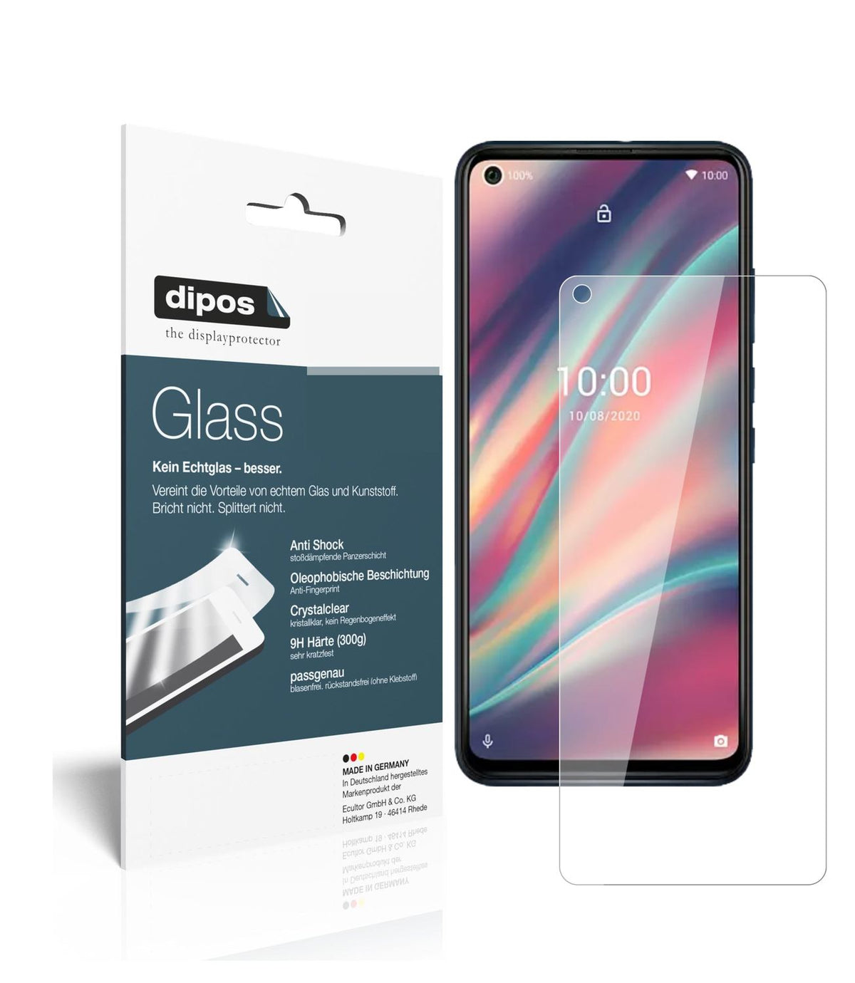 Klare Displayschutzfolie von dipos passend für Wiko View5, 9H kratzfest und blasenfrei montiert