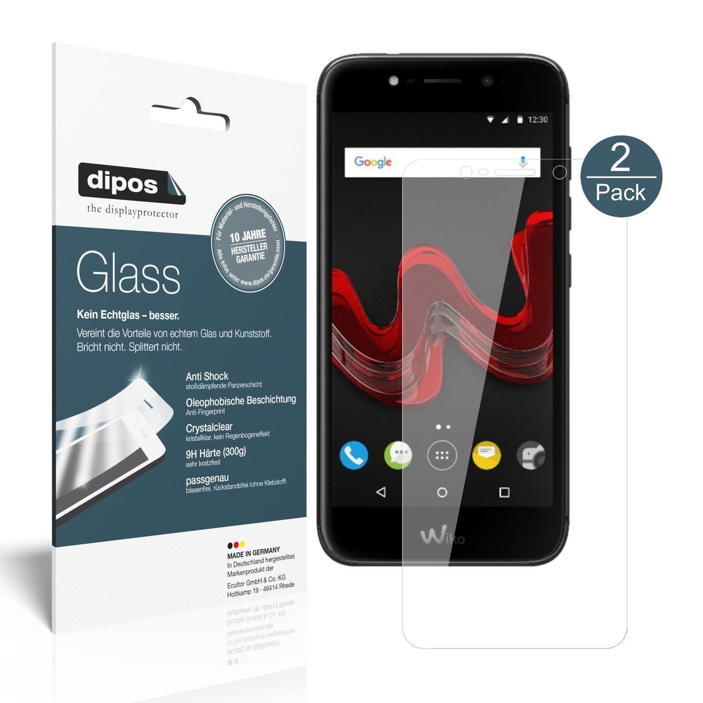 Klare Displayschutzfolie von dipos passend für Wiko Wim Lite, 9H kratzfest und blasenfrei montiert