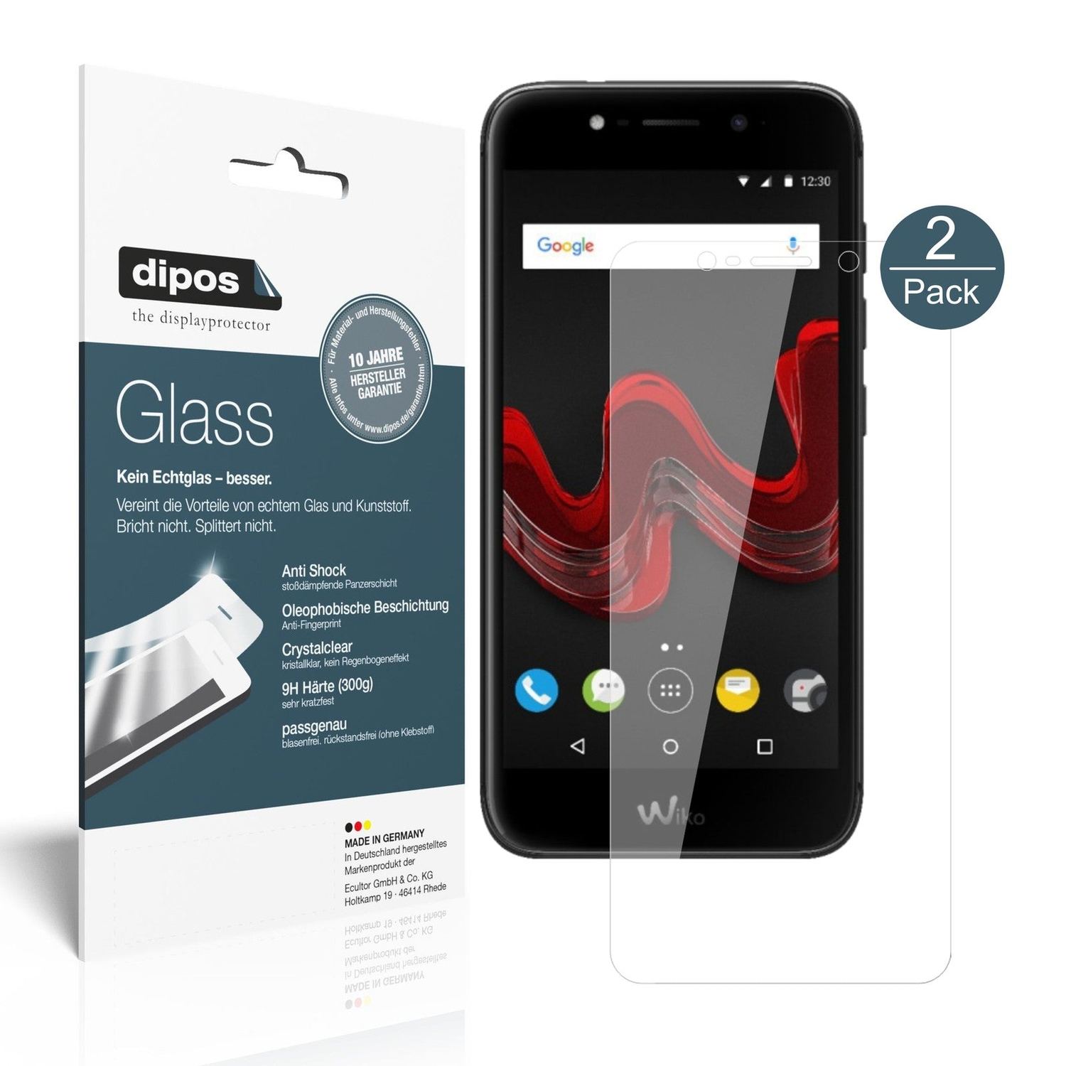 Klare Displayschutzfolie von dipos passend für Wiko Wim Lite, 9H kratzfest und blasenfrei montiert