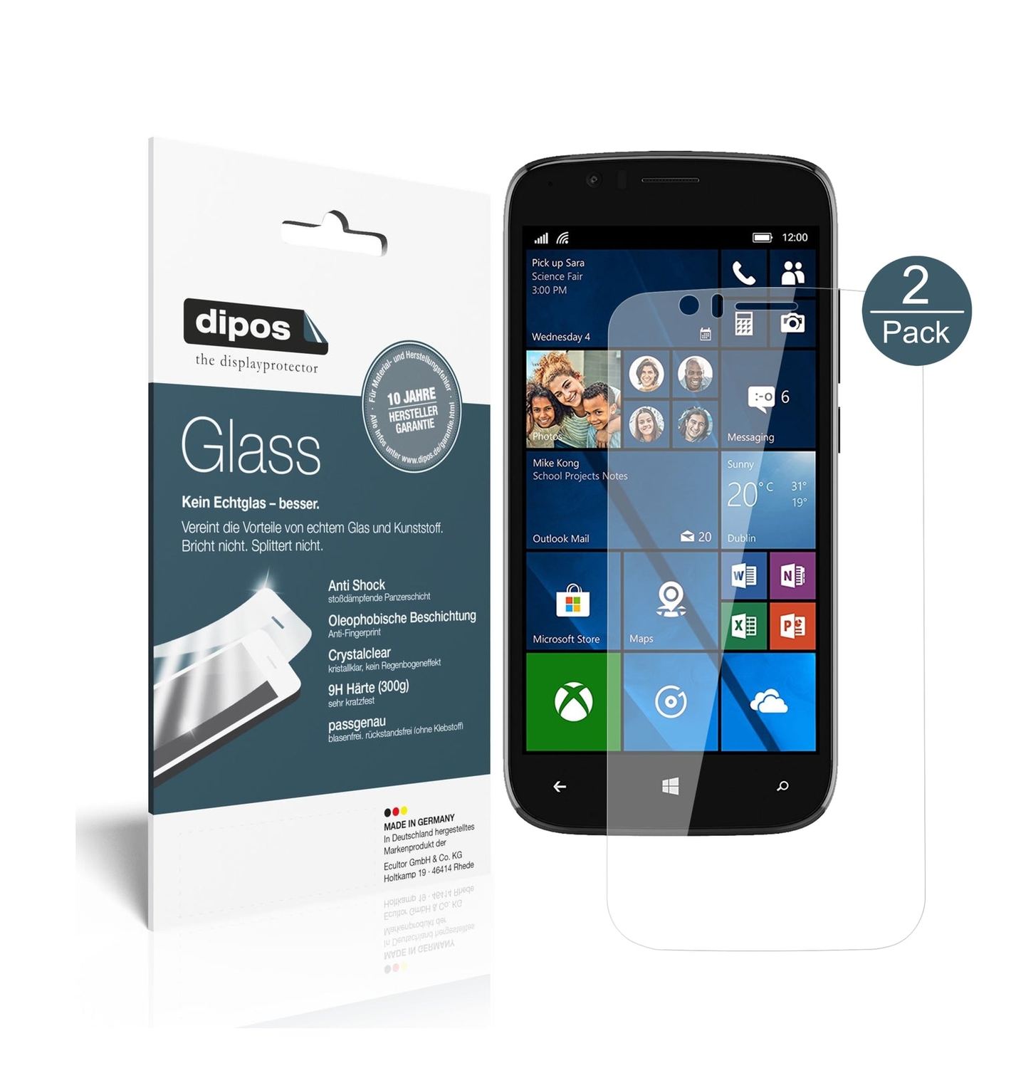 Klare Displayschutzfolie von dipos passend für Wileyfox Pro, 9H kratzfest und blasenfrei montiert