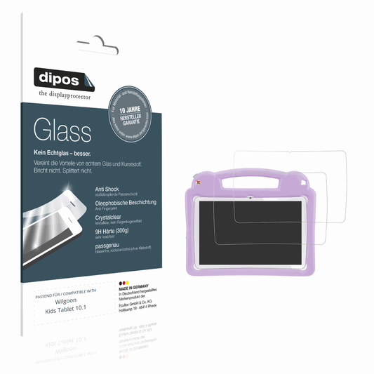 Klare Displayschutzfolie von dipos passend für Wilgoon Kids Tablet 10.1, 9H kratzfest und blasenfrei montiert