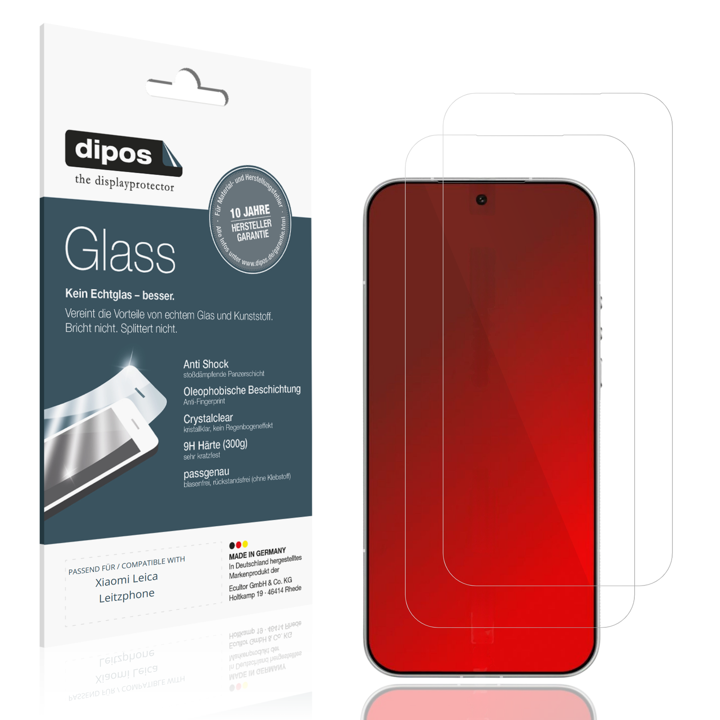 Klare Displayschutzfolie von dipos passend für Xiaomi Leica Leitzphone, 9H kratzfest und blasenfrei montiert