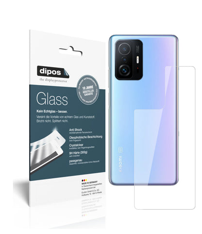 Klare Displayschutzfolie von dipos passend für Xiaomi 11T Pro Rückseite, 9H kratzfest und blasenfrei montiert