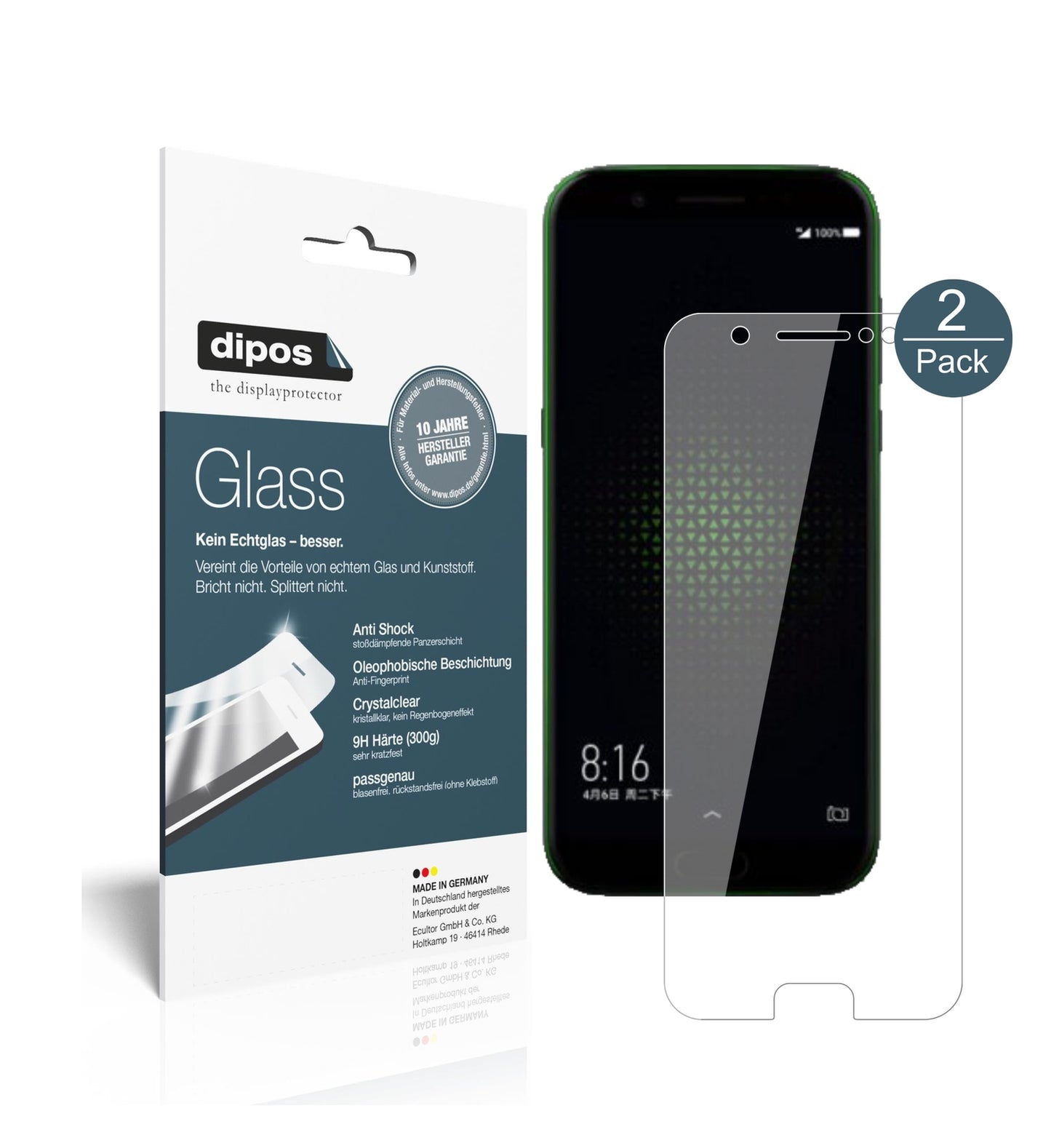 Klare Displayschutzfolie von dipos passend für Xiaomi Black Shark, 9H kratzfest und blasenfrei montiert