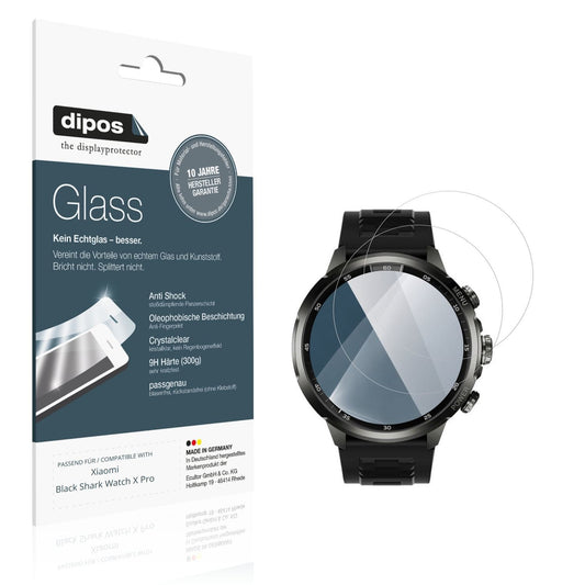 Klare Displayschutzfolie von dipos passend für Xiaomi Black Shark Watch X Pro, 9H kratzfest und blasenfrei montiert