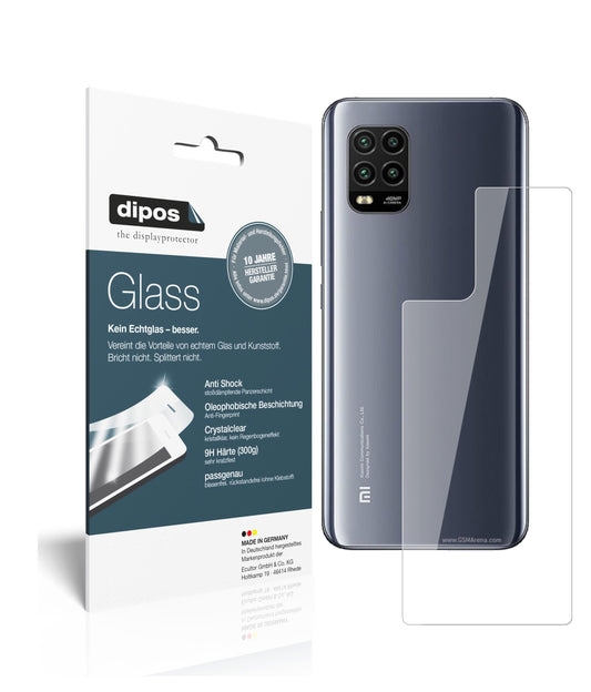 Klare Displayschutzfolie von dipos passend für Xiaomi Mi 10 Lite 5G Rückseite, 9H kratzfest und blasenfrei montiert